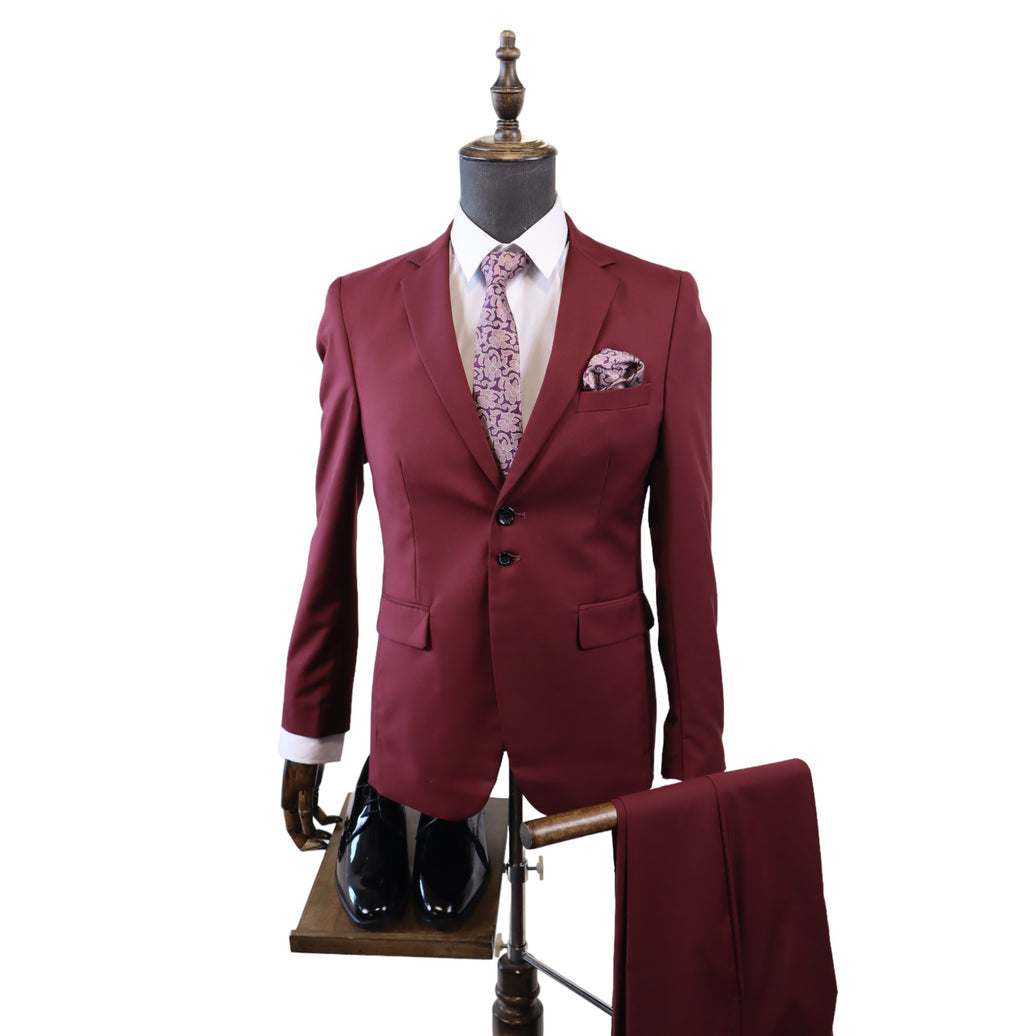 Men's Tailored Burgundy 2PC Suit(Slim Fit)