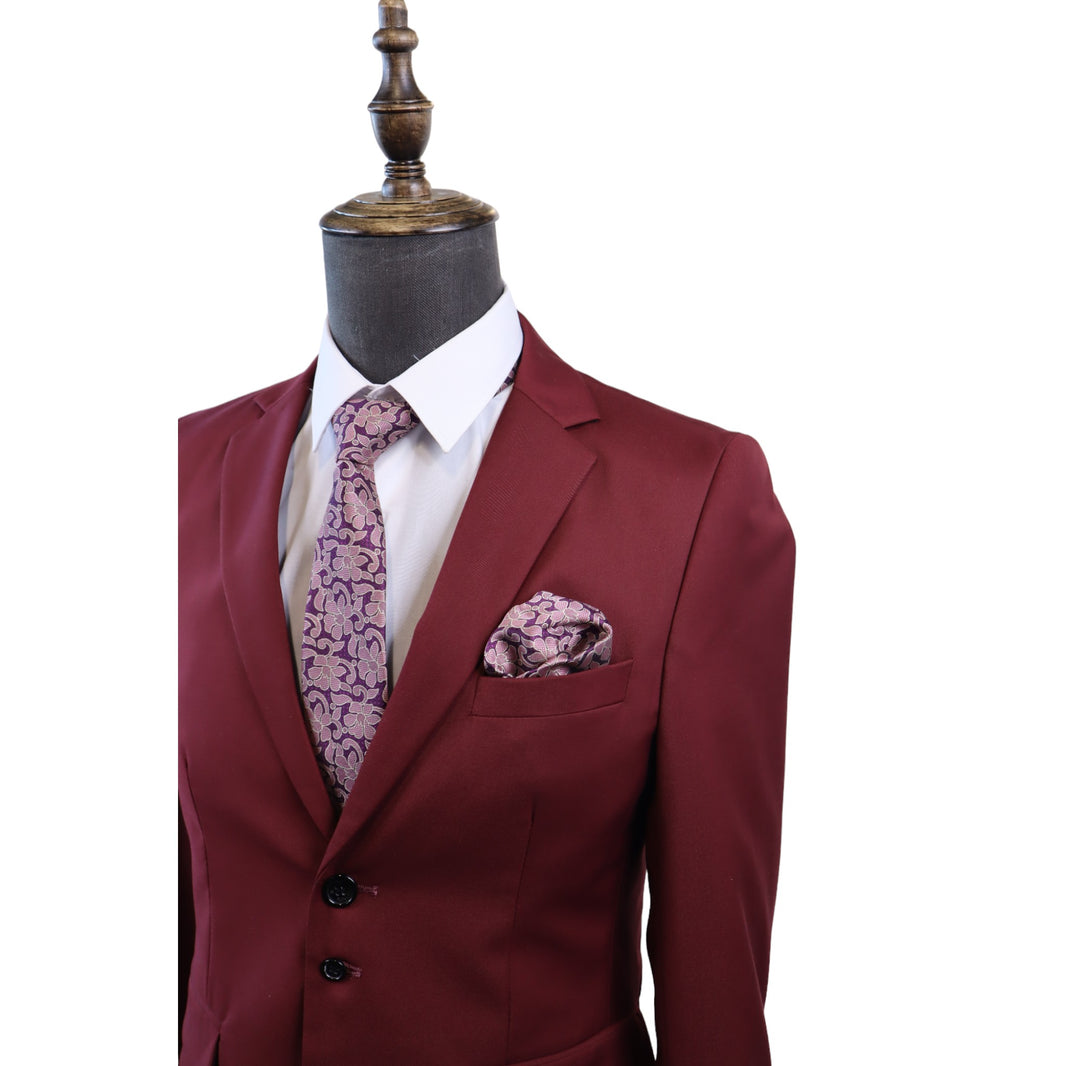 Men's Tailored Burgundy 2PC Suit(Slim Fit)