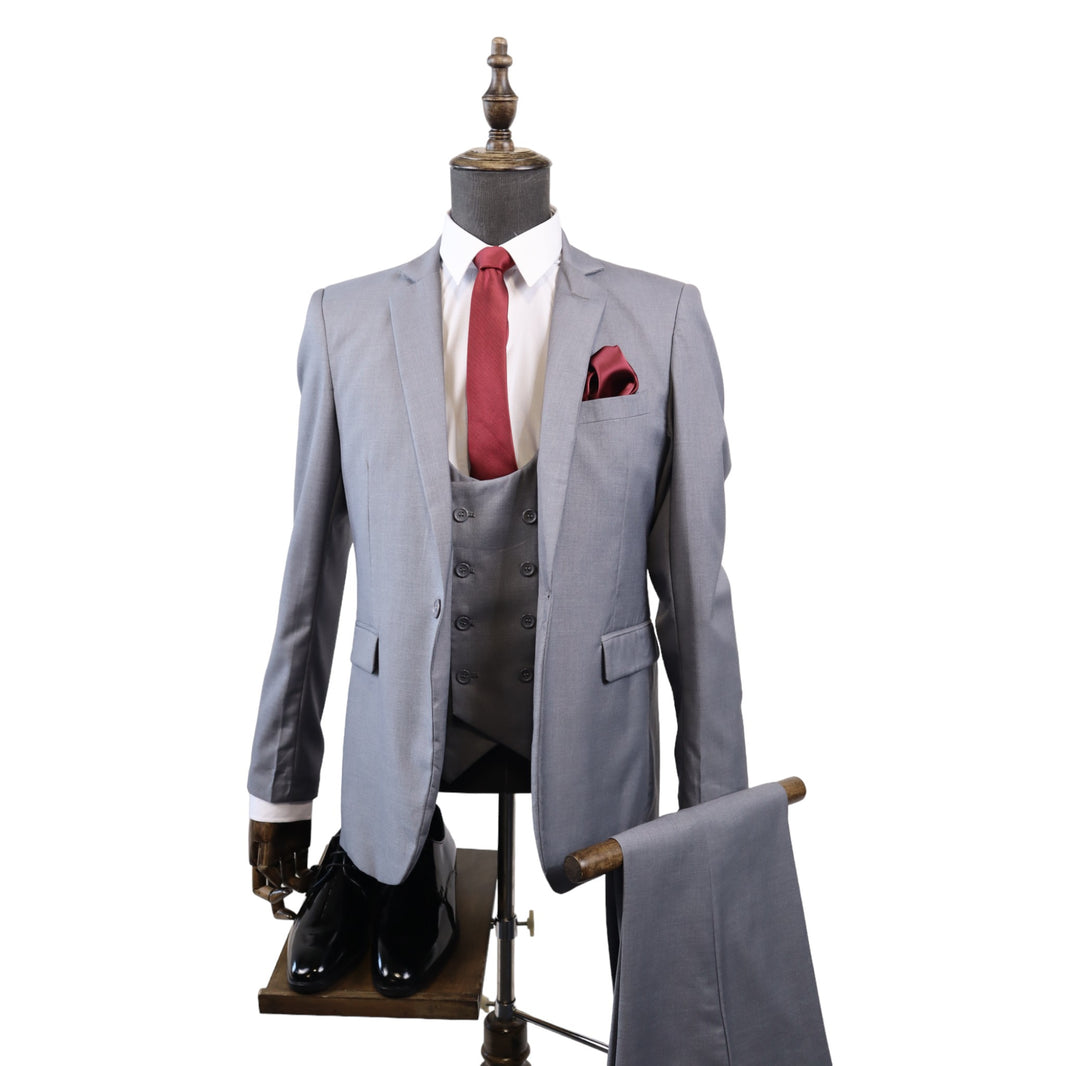 Men's Tailored Light Grey 3PC Suit(Slim Fit)