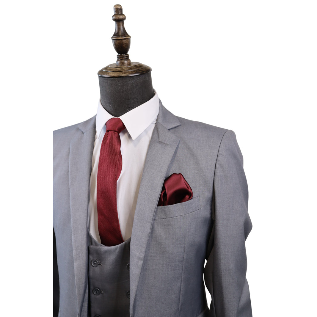 Men's Tailored Light Grey 3PC Suit(Slim Fit)
