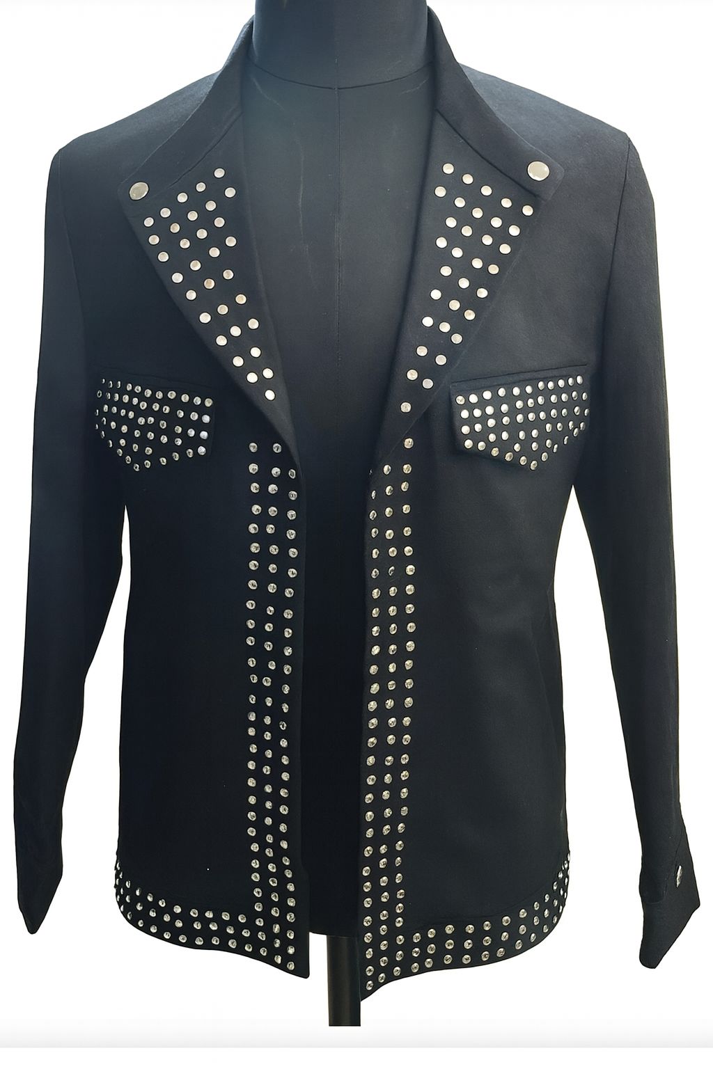 KINGZ BLACK STUDDED LONG COAT