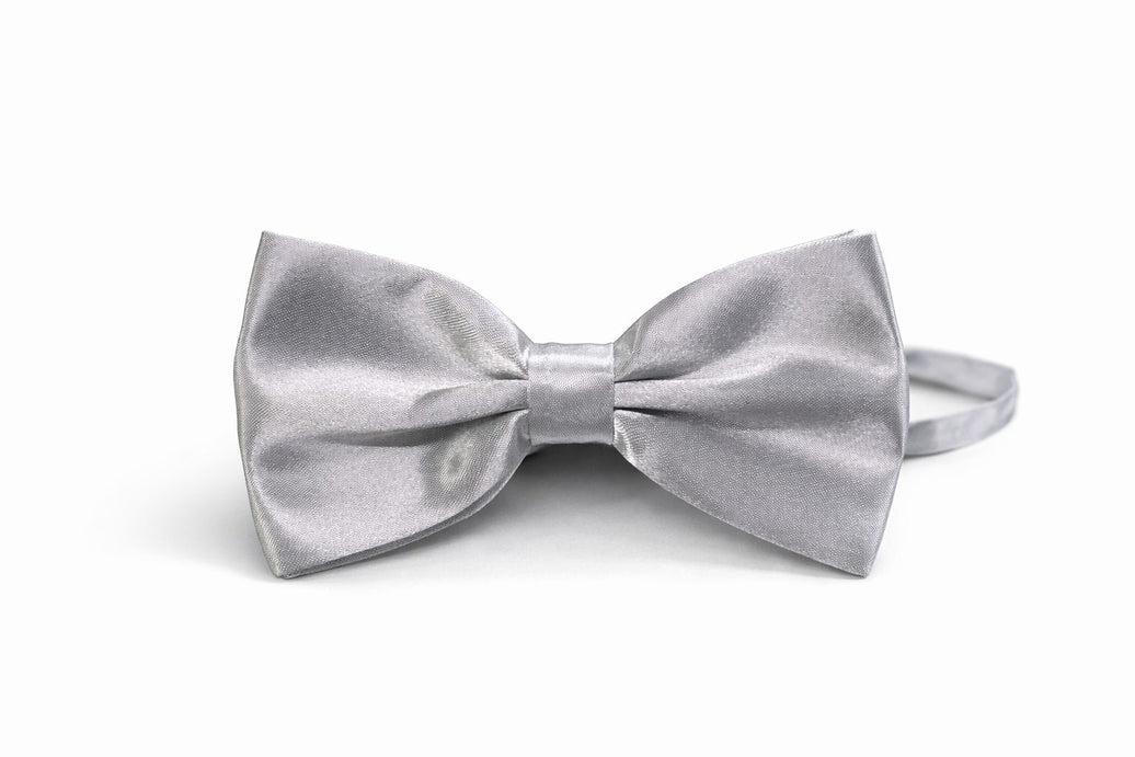 Light Grey Satin Bow Tie