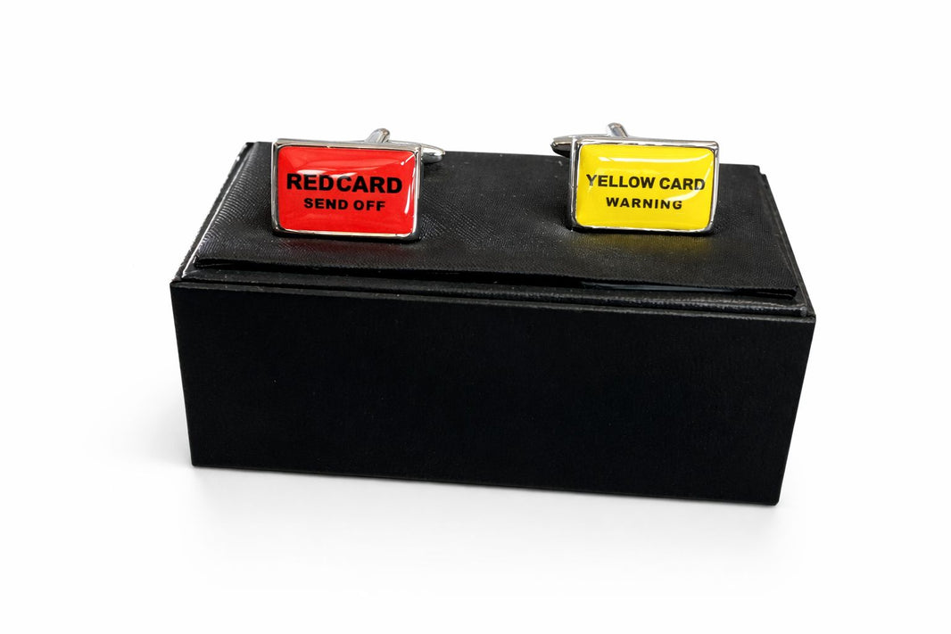 Football Referee Card Cufflinks- Red and Yellow Set