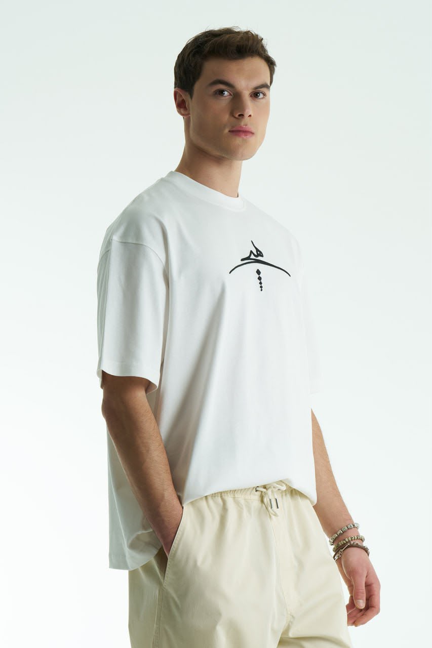 Skeptic White Oversized Arabic Calligraphy T-Shirt – Whirling Dervish Graphic Tee