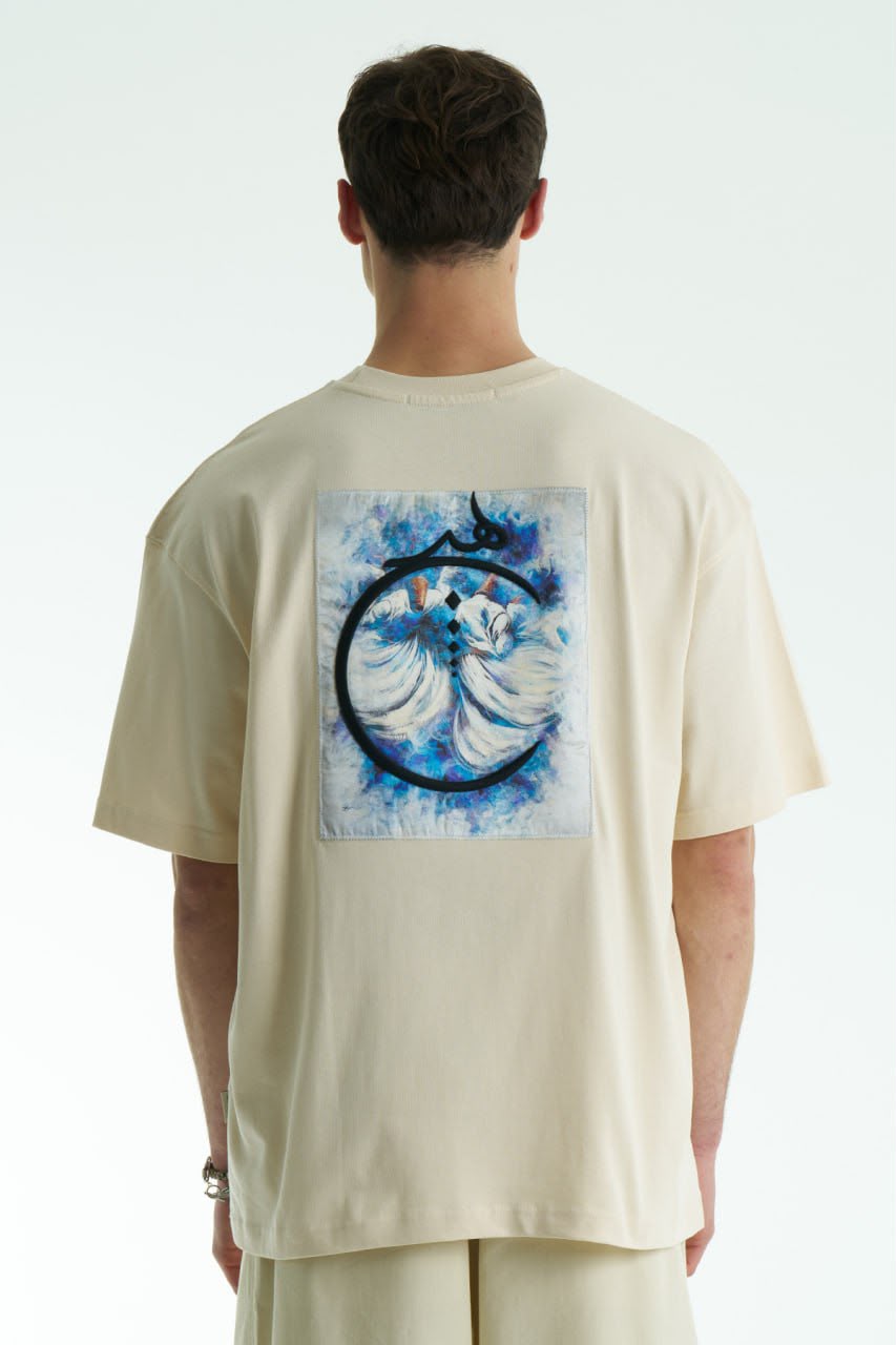 Skeptic Cream Oversized Arabic Calligraphy T-Shirt – Whirling Dervish Graphic Tee