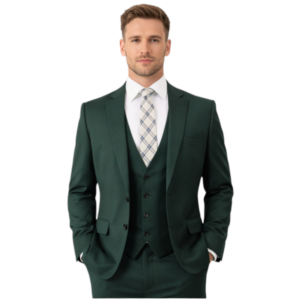 Men’s Slim Fit Dark Green 3-Piece Suit