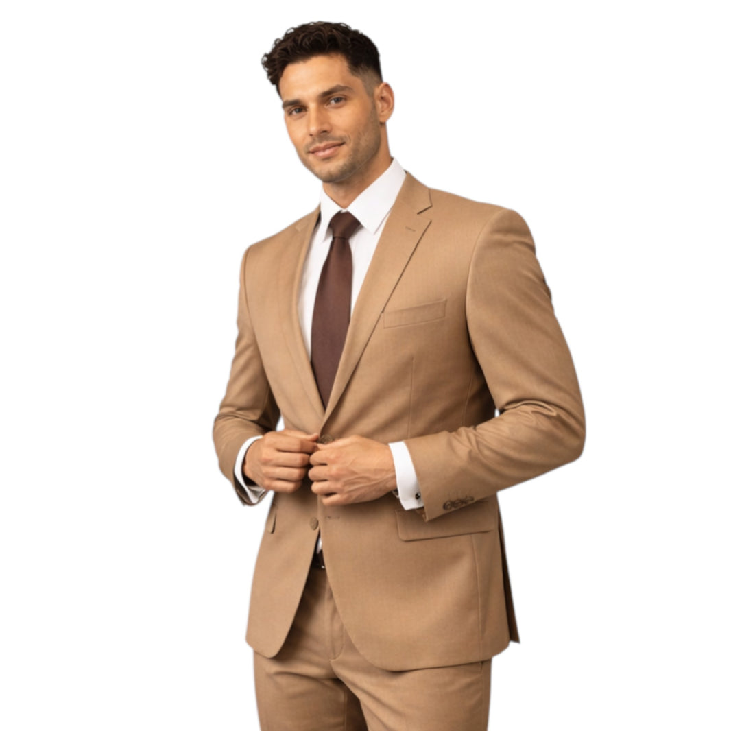Men’s Slim Fit Tan 2-Piece Suit