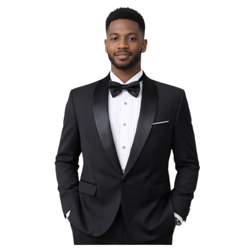 Mens Black Tuxedo 2-Piece Slim Fit Suit
