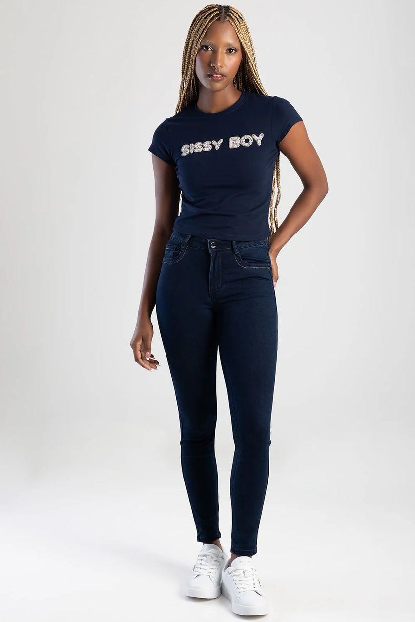 Sissy Boy Lia Mid Waist Basic Skinny Jeans – Dark Blue