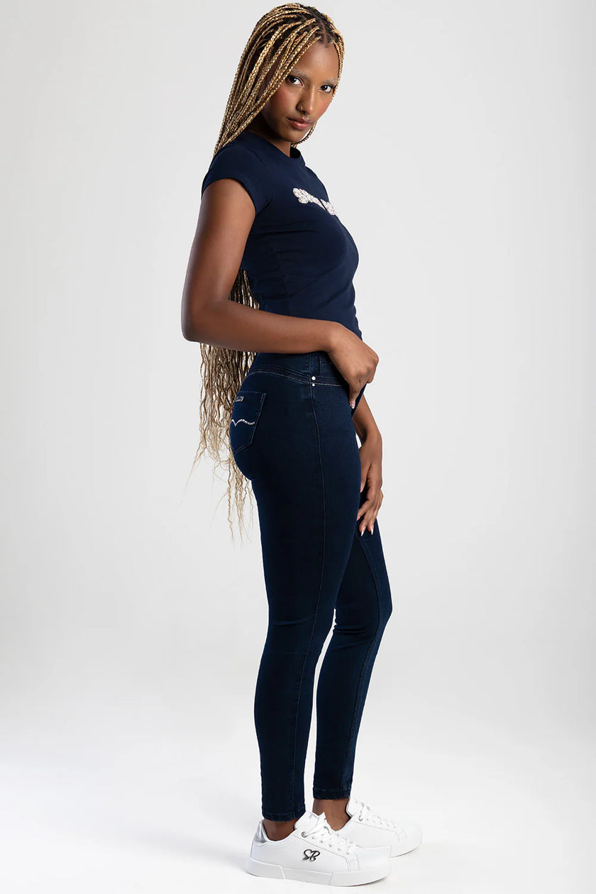 Sissy Boy Lia Mid Waist Basic Skinny Jeans – Dark Blue