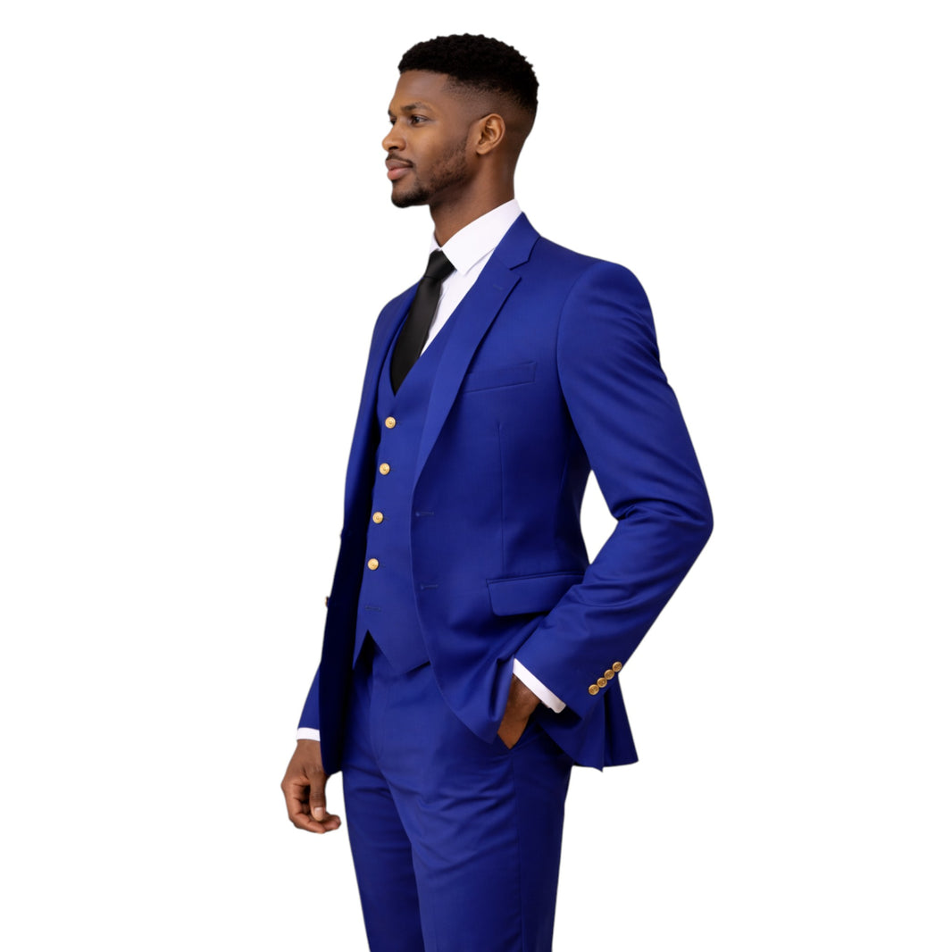 Men’s Slim Fit Royal Blue 3-Piece Suit
