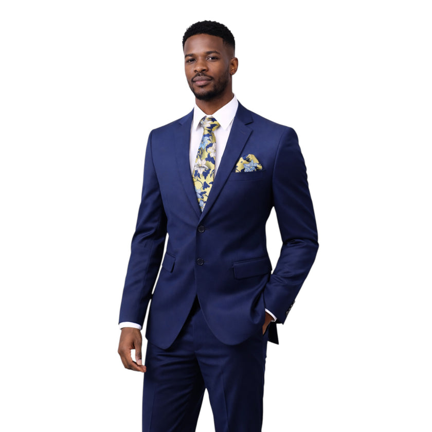 Men's Slim Fit Navy Blue 2-Piece Suit
