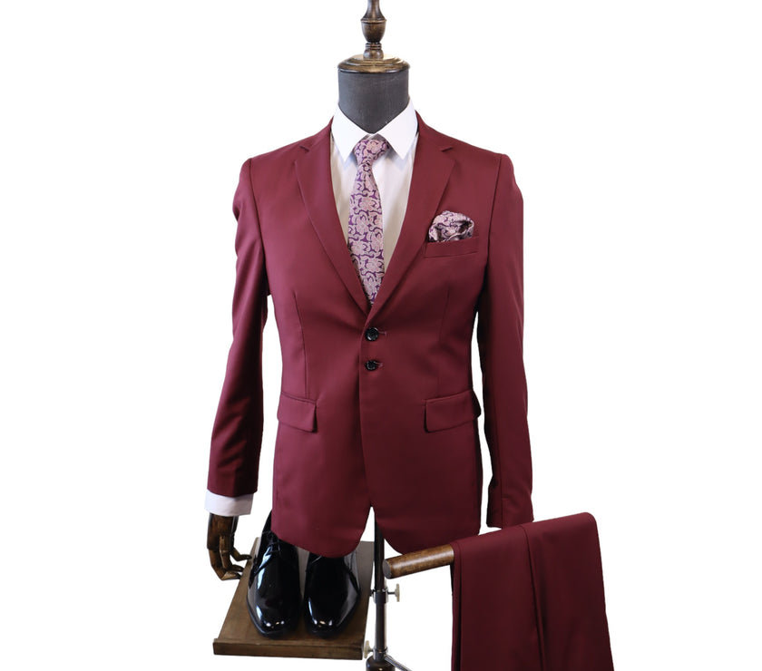 Mens K1000 Burgundy 2PC Suit