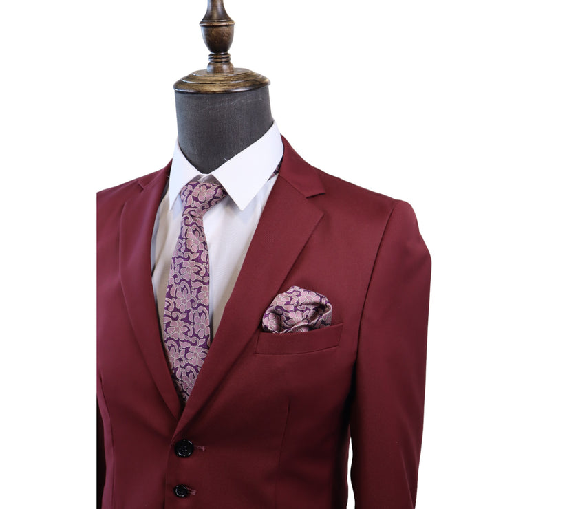 Mens K1000 Burgundy 2PC Suit