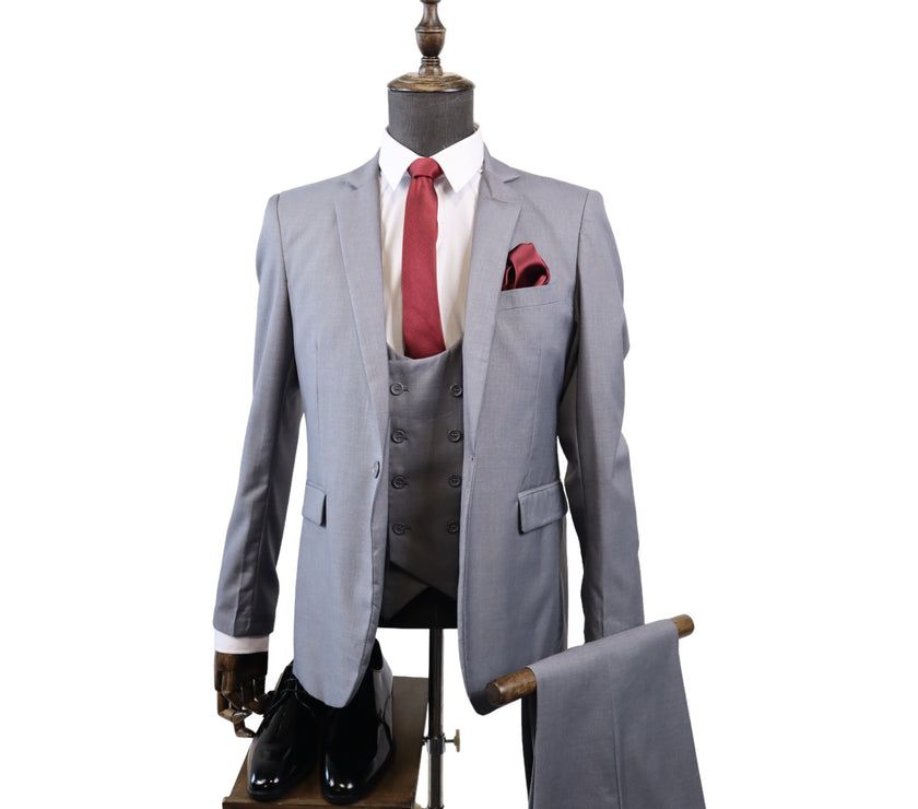 Mens K1000 Light Grey 3PC Suit