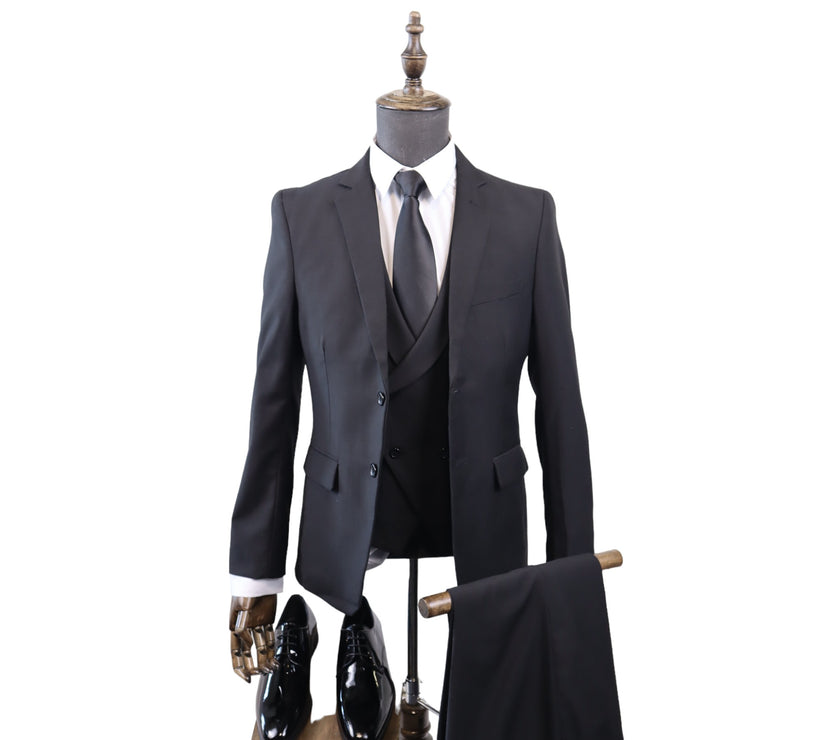 Mens K1000 Black 3PC Suit