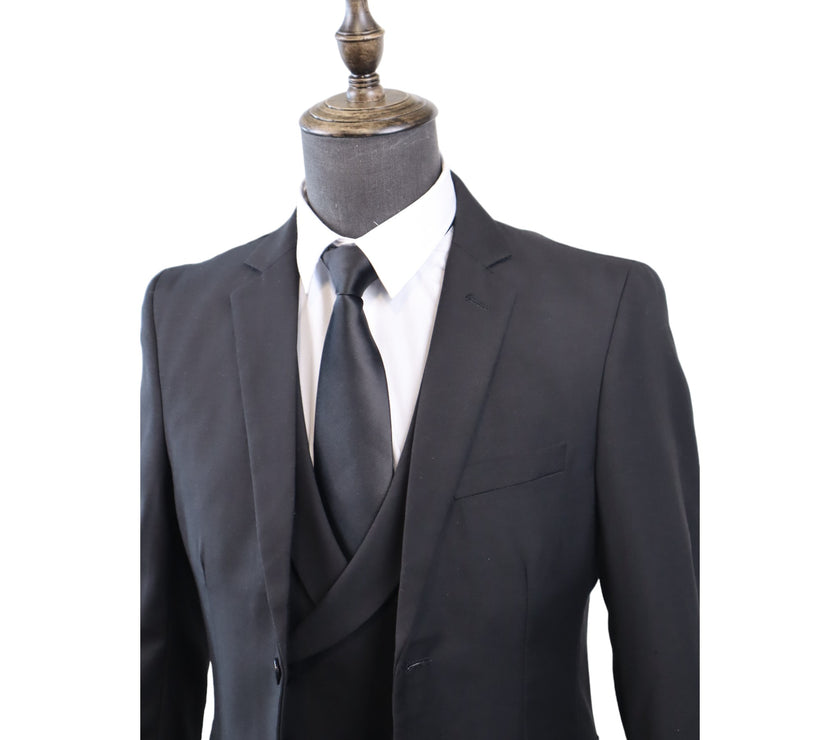 Mens K1000 Black 3PC Suit