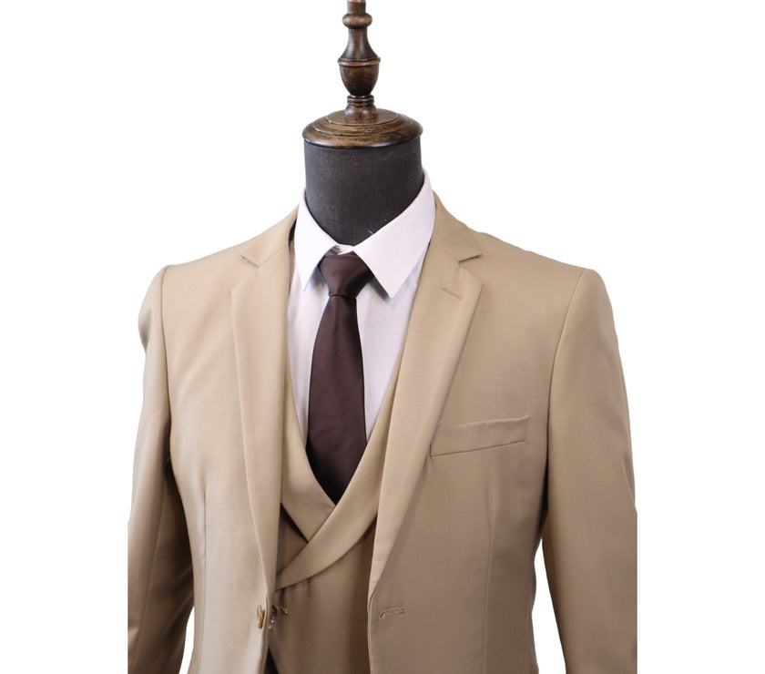 Mens Tailored Beige 3PC Suit