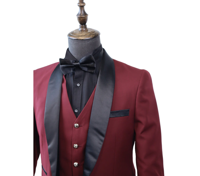 Mens Burgundy Tuxedo 3PC