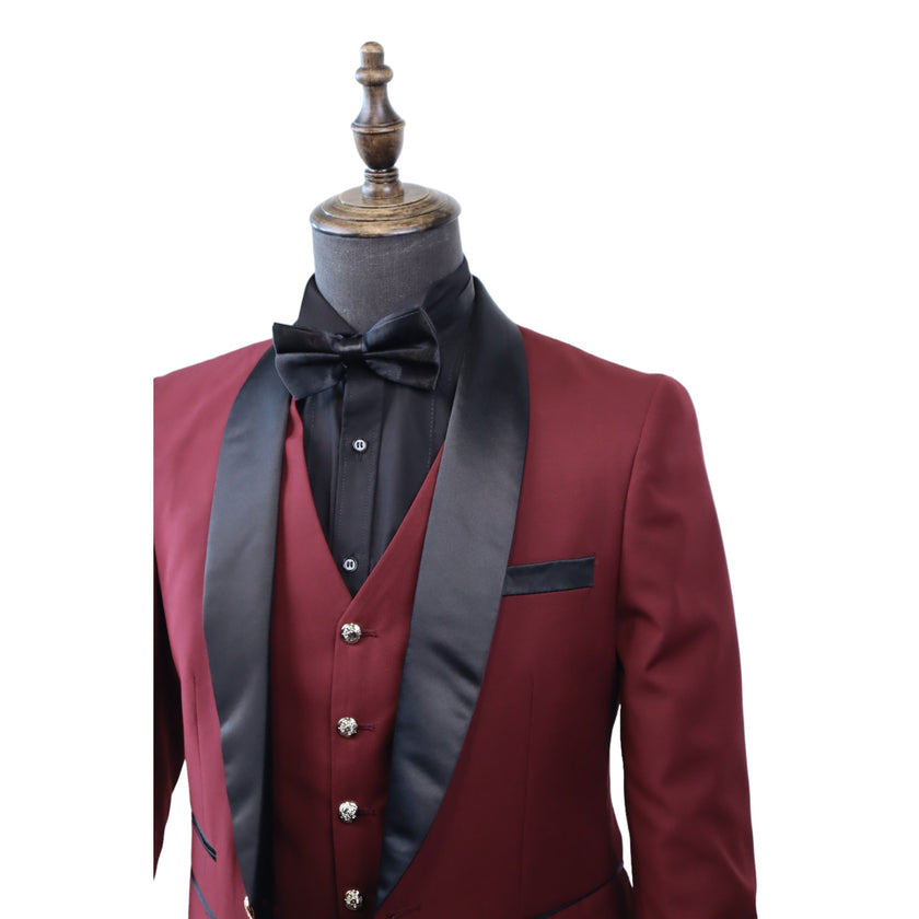 Mens Burgundy Tuxedo 3PC