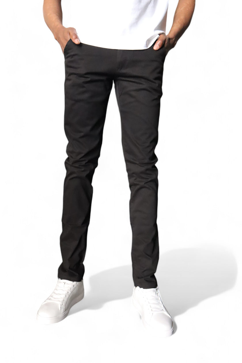 Zerga Mens Black Chinos