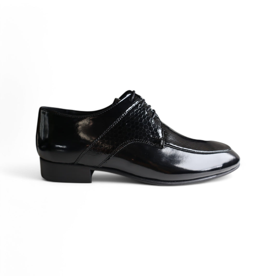 Wenitto Mens Patent Leather Black Dress Shoe