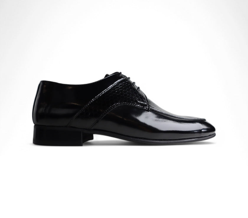 Wenitto Mens Patent Leather Black Dress Shoe