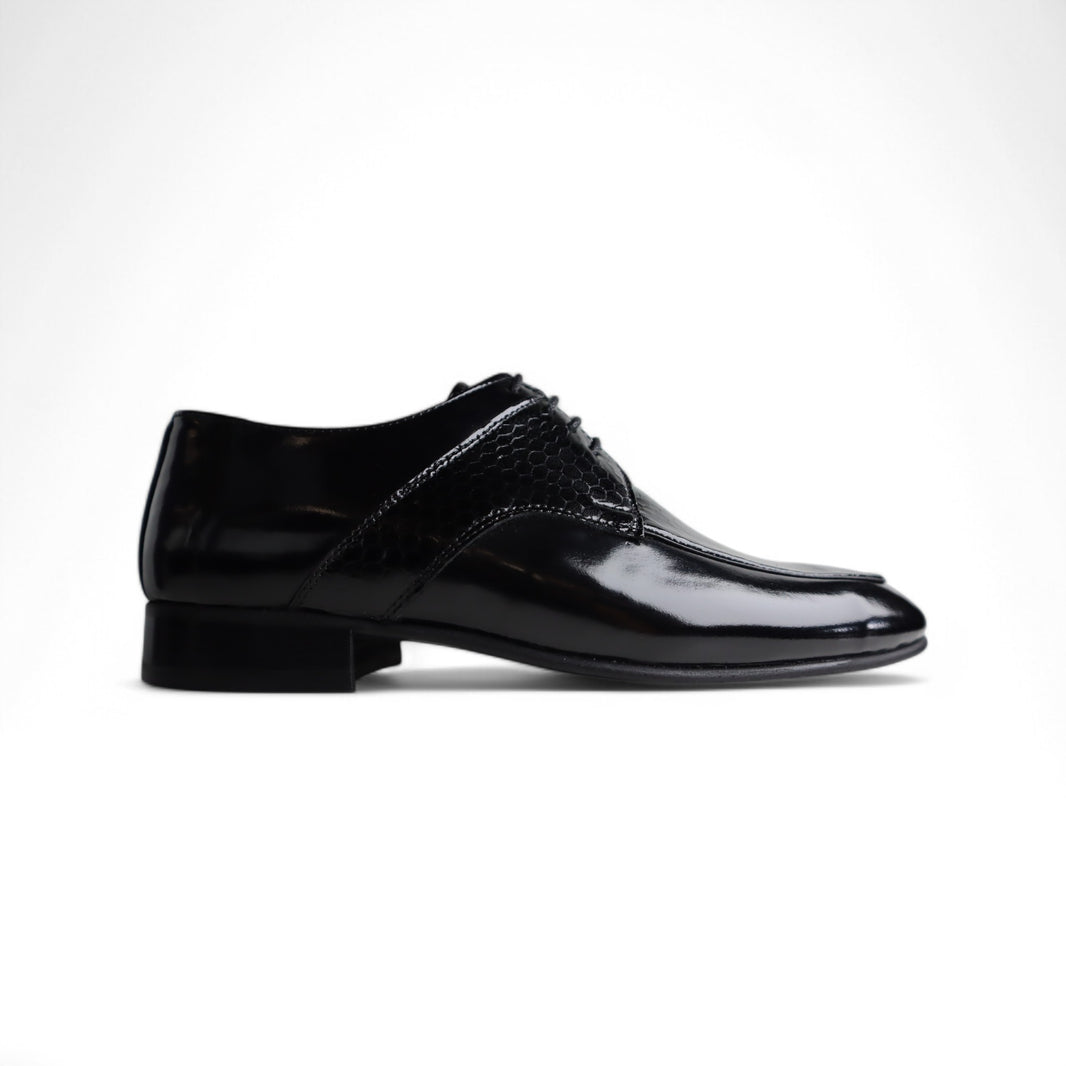 Wenitto Mens Patent Leather Black Dress Shoe