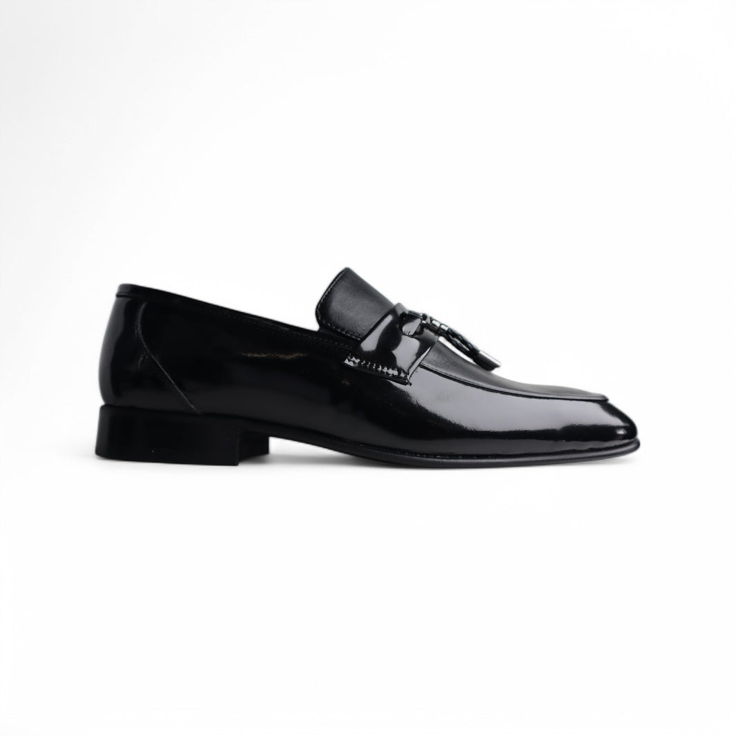 Wenitto Mens Black Leather Loafers