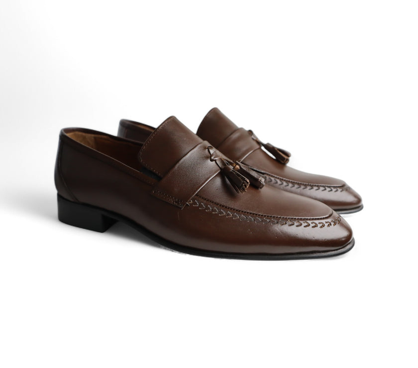 Wenitto Mens Brown Tassel Loafers