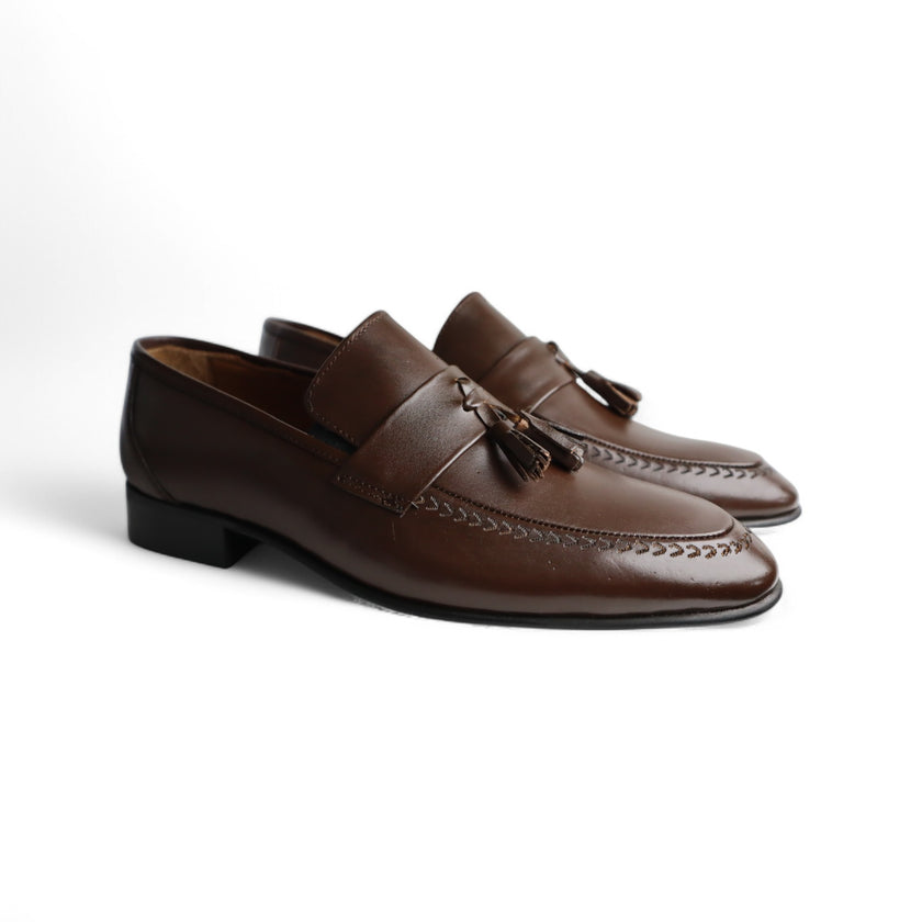 Wenitto Mens Brown Tassel Loafers