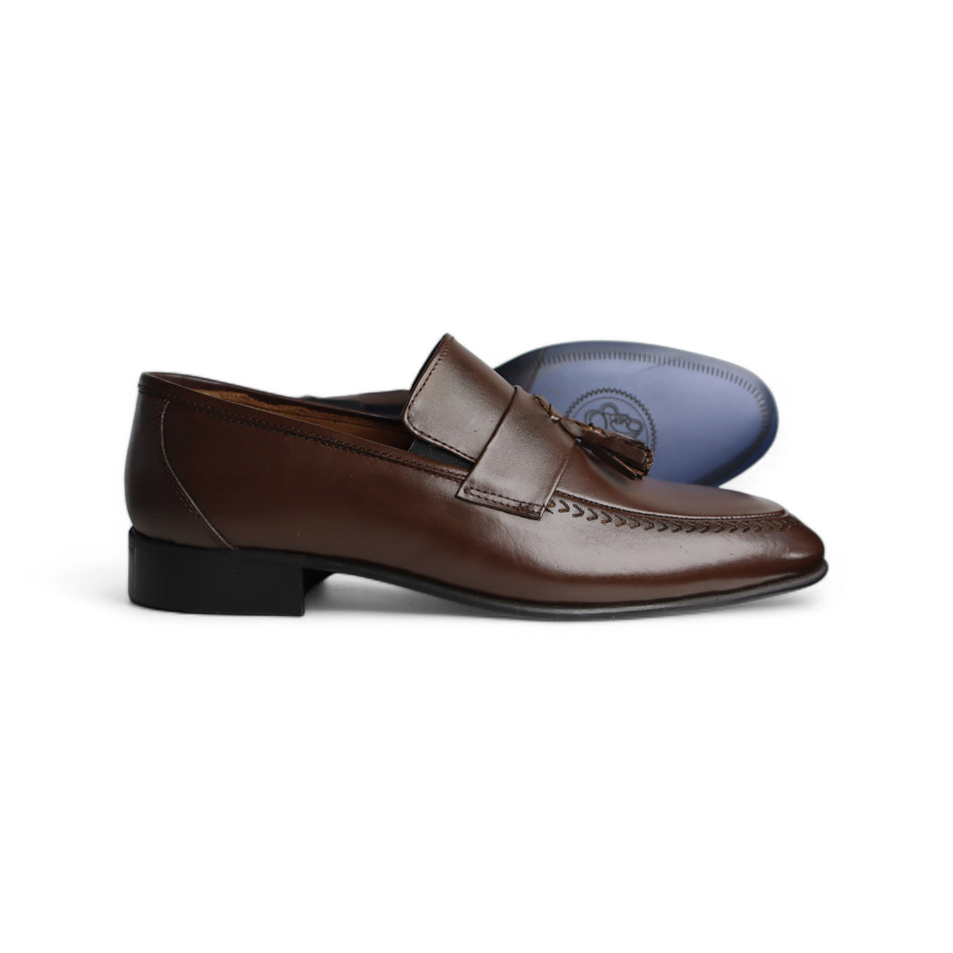 Wenitto Mens Brown Tassel Loafers