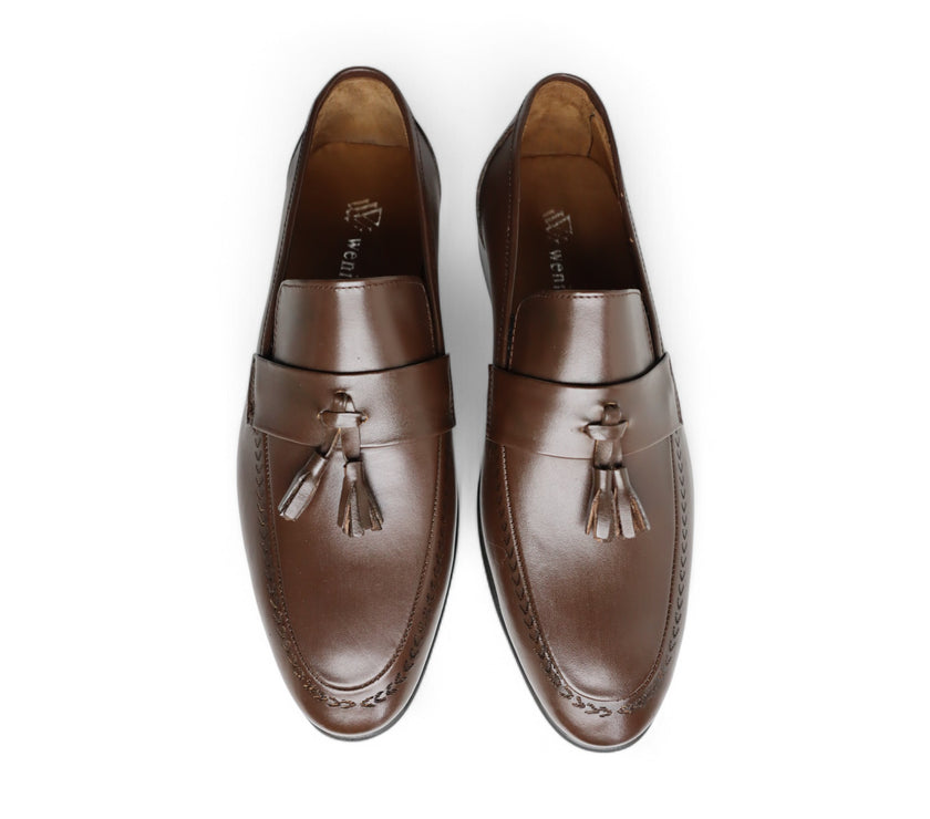 Wenitto Mens Brown Tassel Loafers