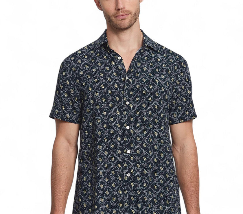 Guess Mens Blue Rope Print Shirt