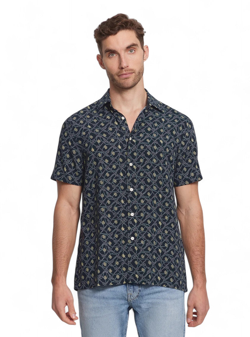 Guess Mens Blue Rope Print Shirt