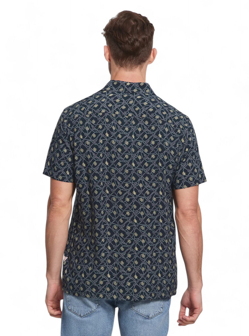 Guess Mens Blue Rope Print Shirt