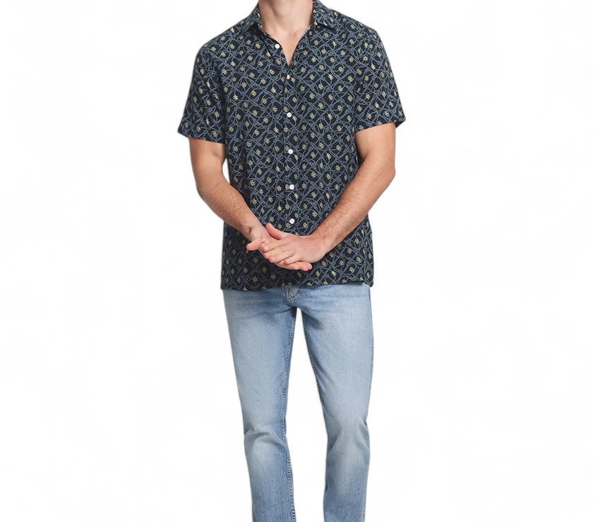 Guess Mens Blue Rope Print Shirt