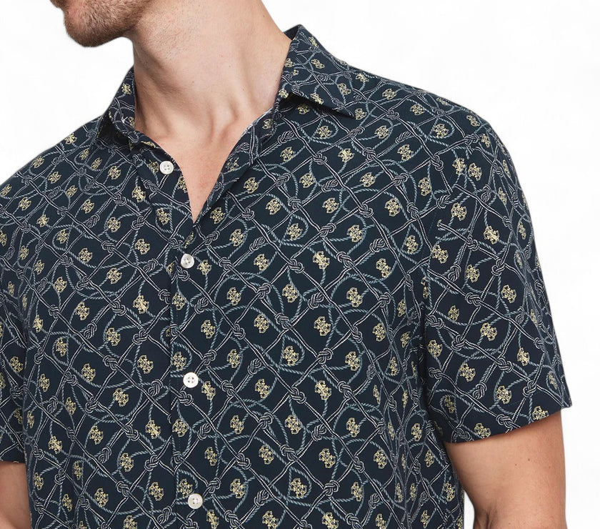 Guess Mens Blue Rope Print Shirt