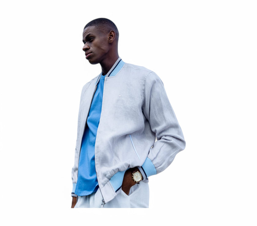 Zerga Mens Grey Linen Jacket