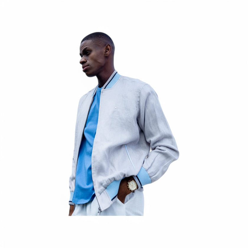 Zerga Mens Grey Linen Jacket