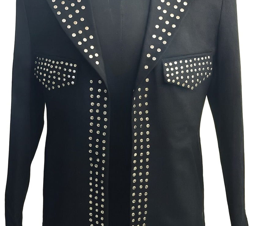 KINGZ BLACK STUDDED LONG COAT