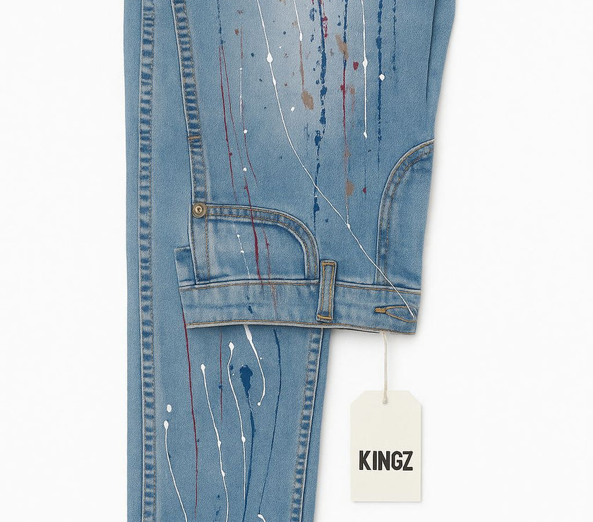 KINGZ Paint- Splatter Denim- Blue
