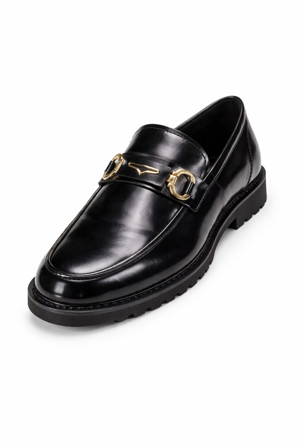 Black Leather Detail Loafers
