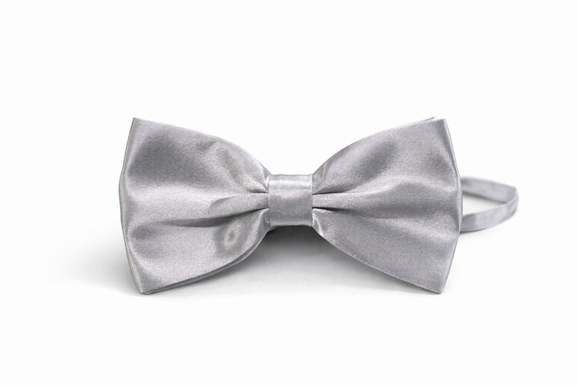 Light Grey Satin Bow Tie