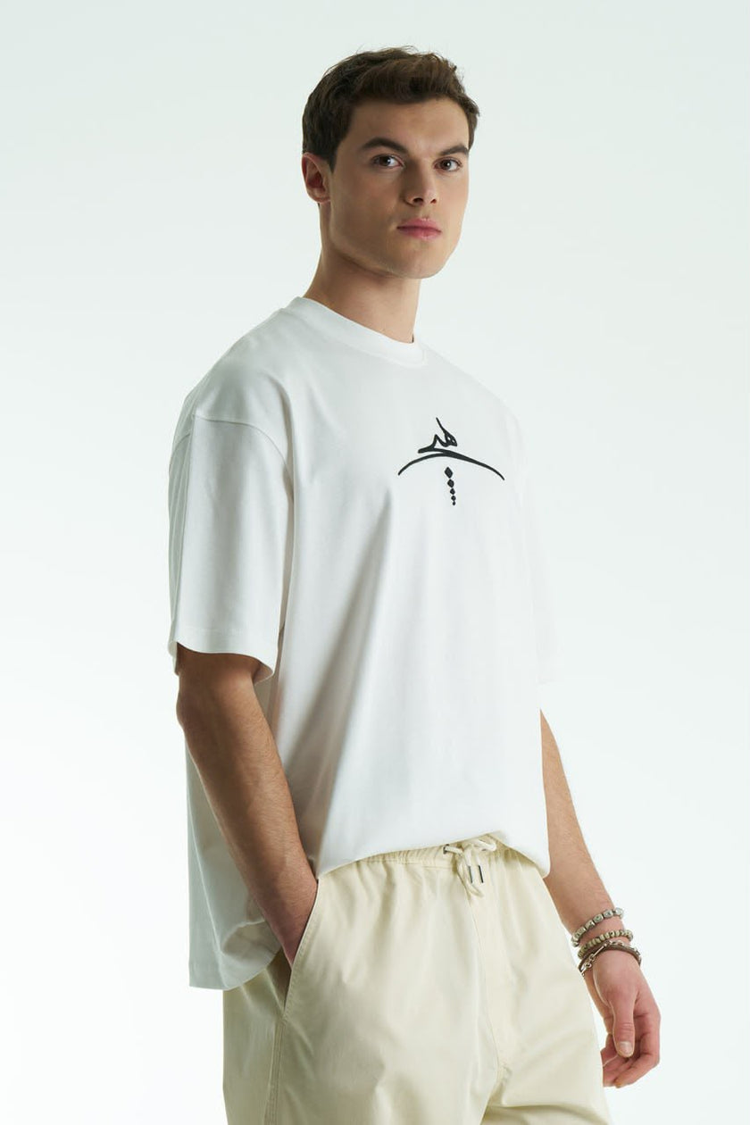 Skeptic White Oversized Arabic Calligraphy T-Shirt – Whirling Dervish Graphic Tee