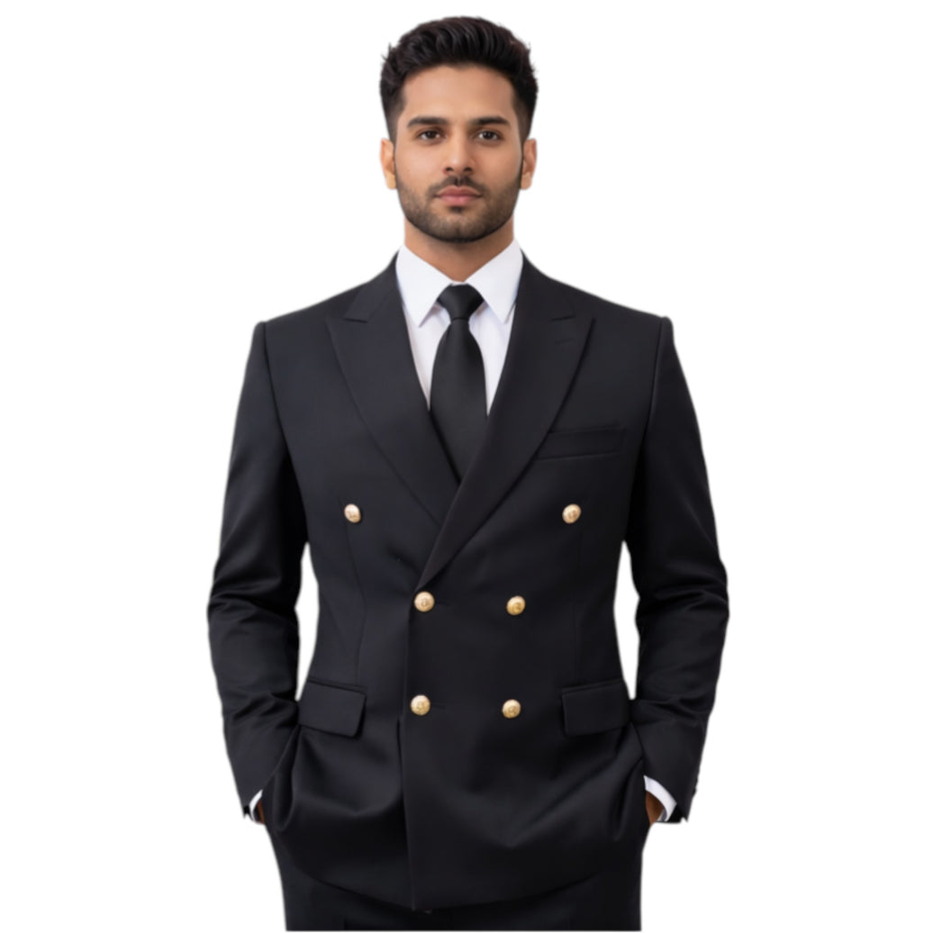Men’s Slim Fit Black Double Breasted 2-Piece Suit