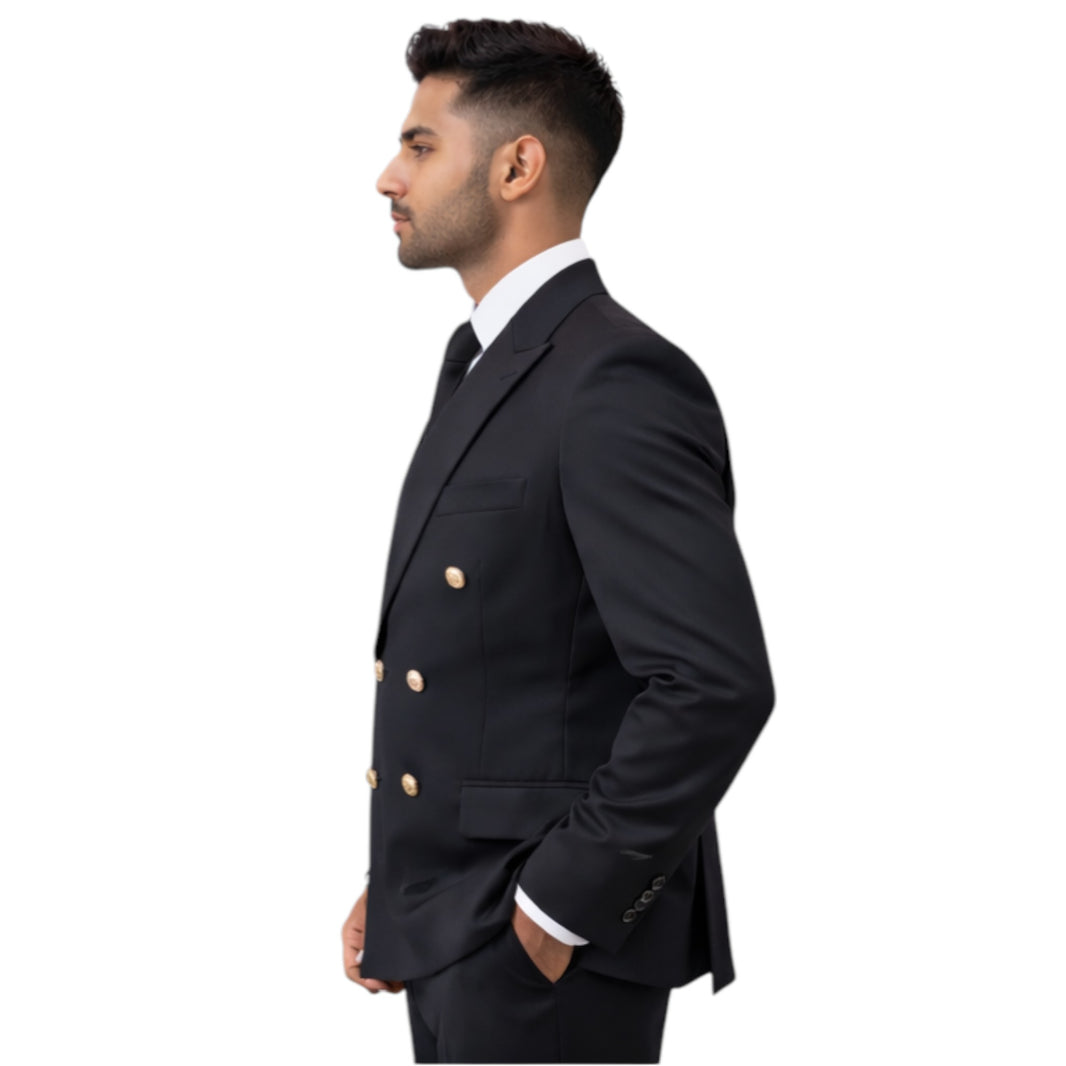 Men’s Slim Fit Black Double Breasted 2-Piece Suit