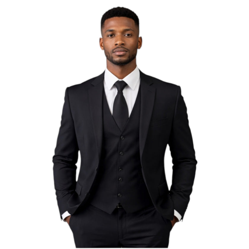Men's Slim Fit Black 3-Piece Suit