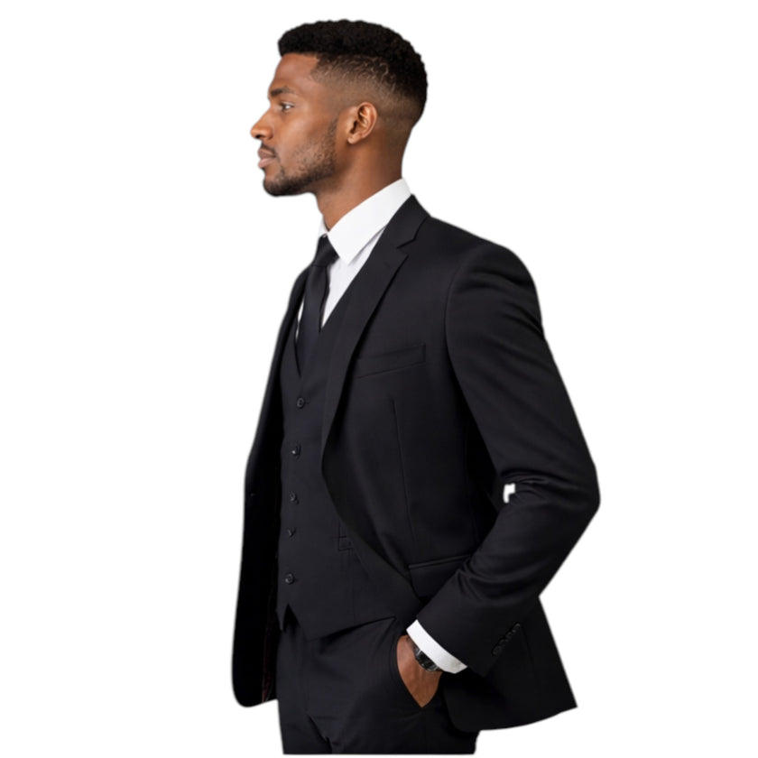 Men's Slim Fit Black 3-Piece Suit