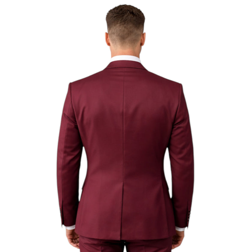 Men's Slim Fit Burgundy 3-Piece Suit